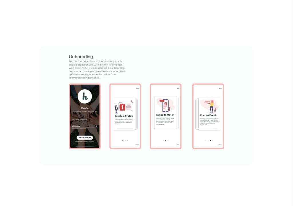 Onboarding - Create a Profile, Swipe to Match, Plan an Event