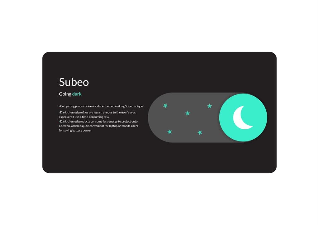 Subeo Going dark - reasons for dark theme and toggle