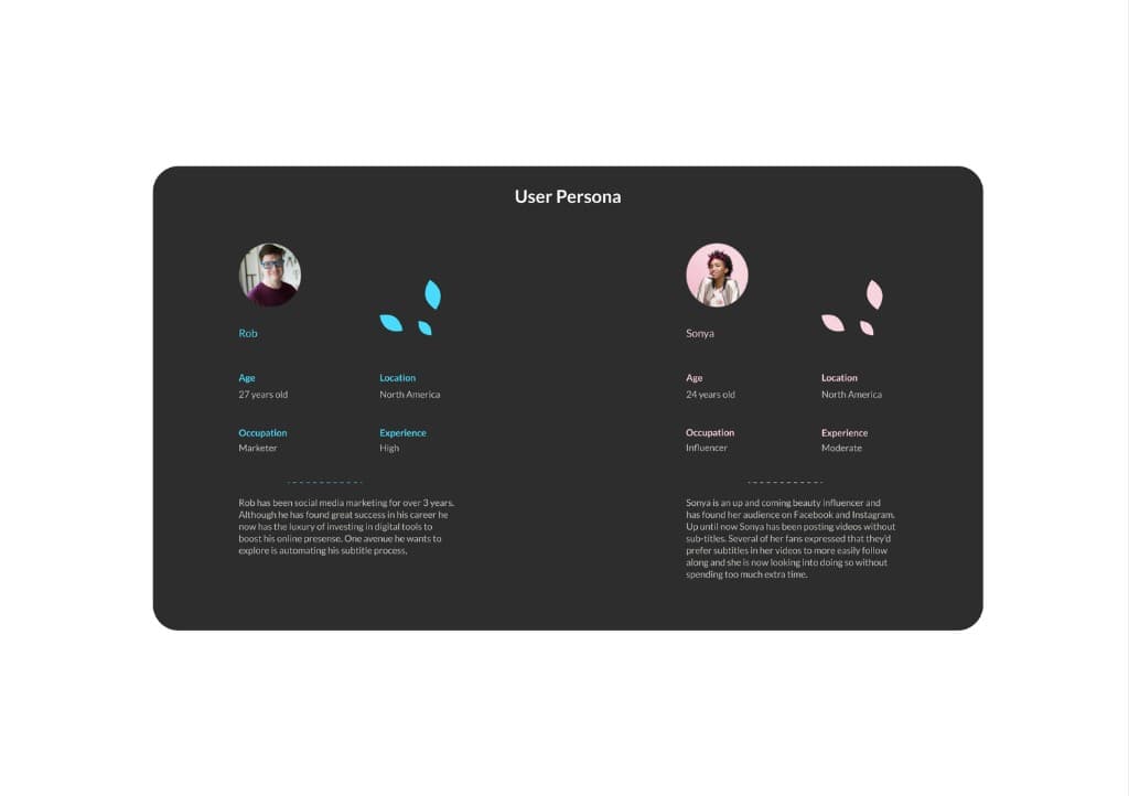 User Persona - Rob and Sonya